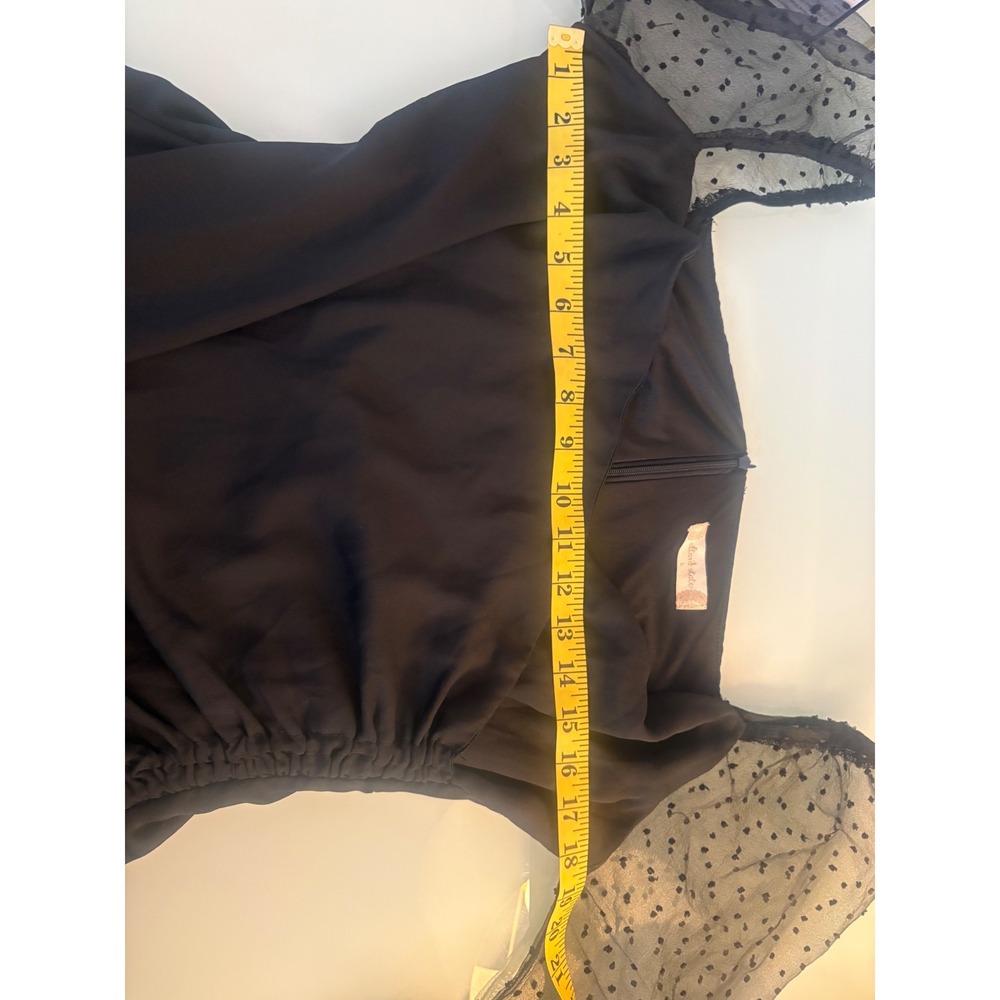 Altar'd State Mini Dress Sheer Dot Sleeve Ruched Black Romantic Large - Picture 6 of 11